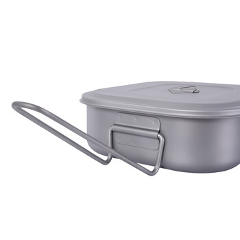 TOMSHOO Titanium Lunch Box Ελαφρύ κάμπινγκ Bento Box με πτυσσόμενη λαβή και καπάκι για υπαίθριο μαγείρεμα Camping Πεζοπορία πικ-νικ