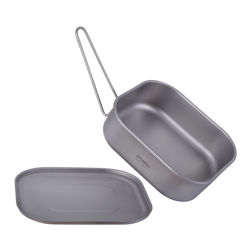 TOMSHOO titāna pusdienu kaste viegla kempinga Bento kaste ar salokāmu rokturi un vāku ēdiena gatavošanai brīvā dabā kempinga pārgājienu piknikam