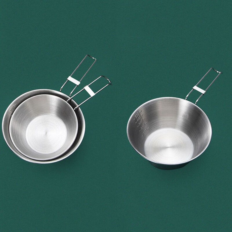 за пътуване Пикник Консумативи за къмпинг Инструменти за открито Външен съд за готвене Купа от неръждаема стомана Къмпинг Купа за ориз Външна сгъваема купа