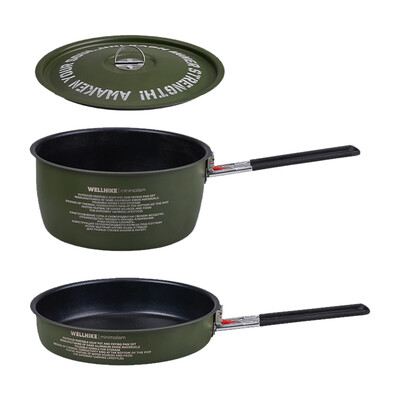 Ēdienu gatavošanas komplekts āra kempingam Kempinga trauku komplekts Kempinga katlu un pannu komplekts kempingam, mugursomai, gatavošanai ārā un piknikam