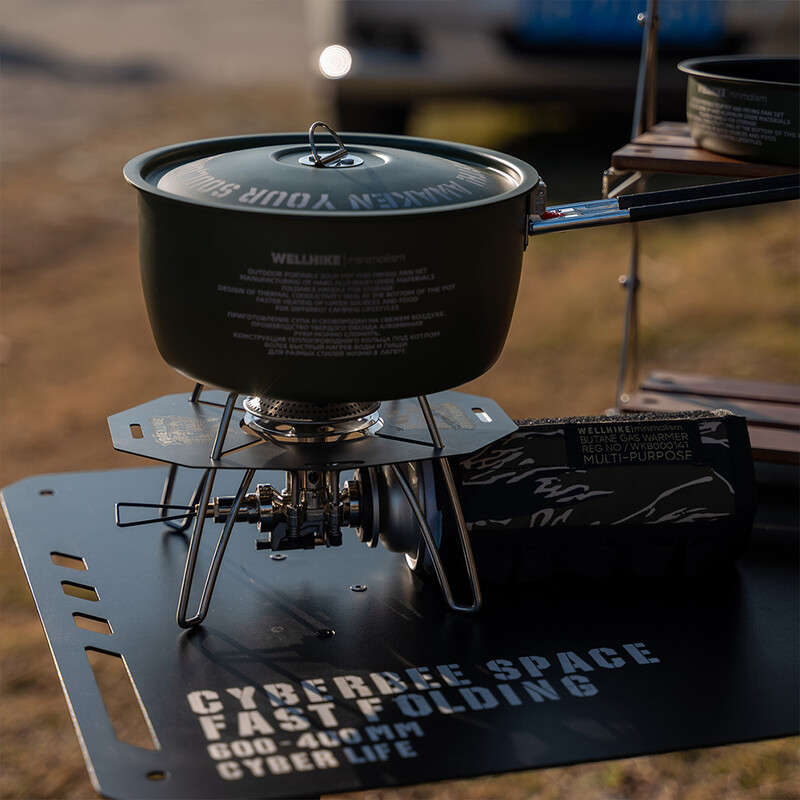Ēdienu gatavošanas komplekts āra kempingam Kempinga trauku komplekts Kempinga katlu un pannu komplekts kempingam, mugursomai, gatavošanai ārā un piknikam
