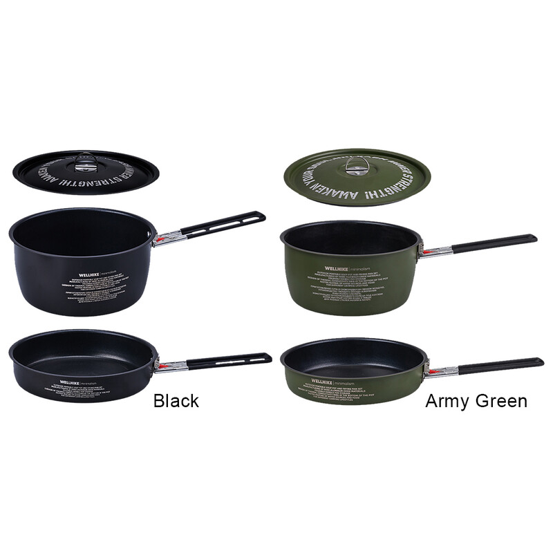 Ēdienu gatavošanas komplekts āra kempingam Kempinga trauku komplekts Kempinga katlu un pannu komplekts kempingam, mugursomai, gatavošanai ārā un piknikam