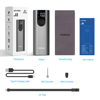 CYCPLUS A8 prijenosna pumpa za gume za bicikle, pumpa za napuhavanje bicikala, električni zračni kompresor, visokotlačna punjiva baterija za automobilske lopte