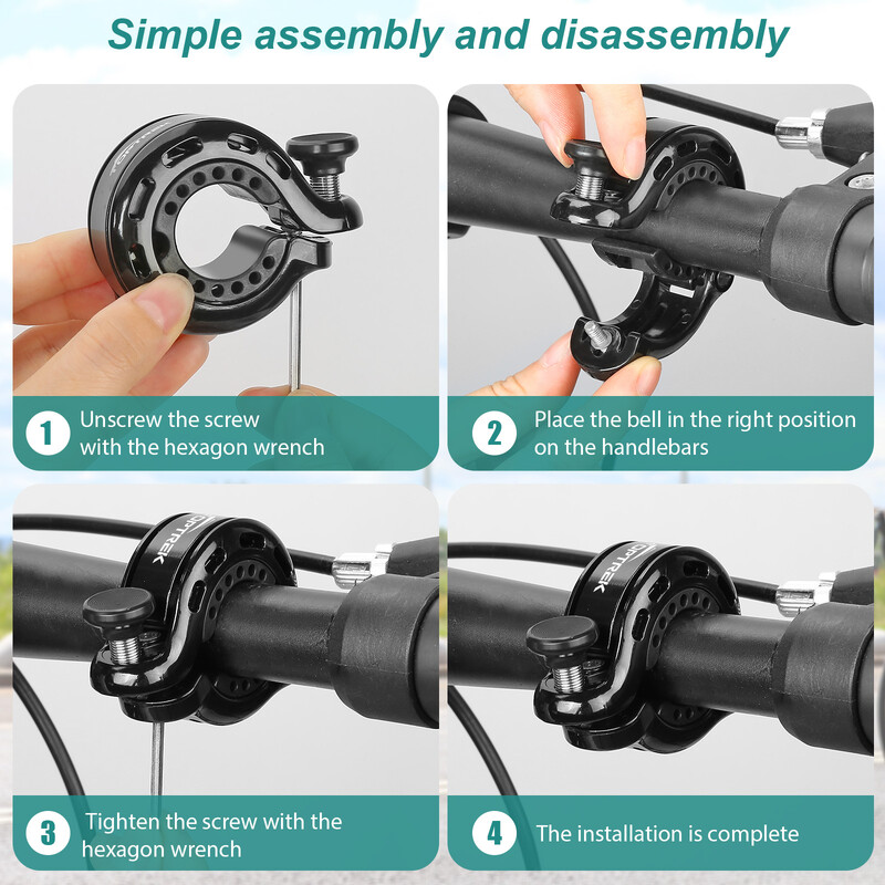 JAUNS Velosipēda zvana gredzens, nerūsējošais MTB riteņbraukšanas skaņas signāls, stūres skaņas signāls, kas paredzēts velosipēdu drošības velosipēda piederumiem 2024