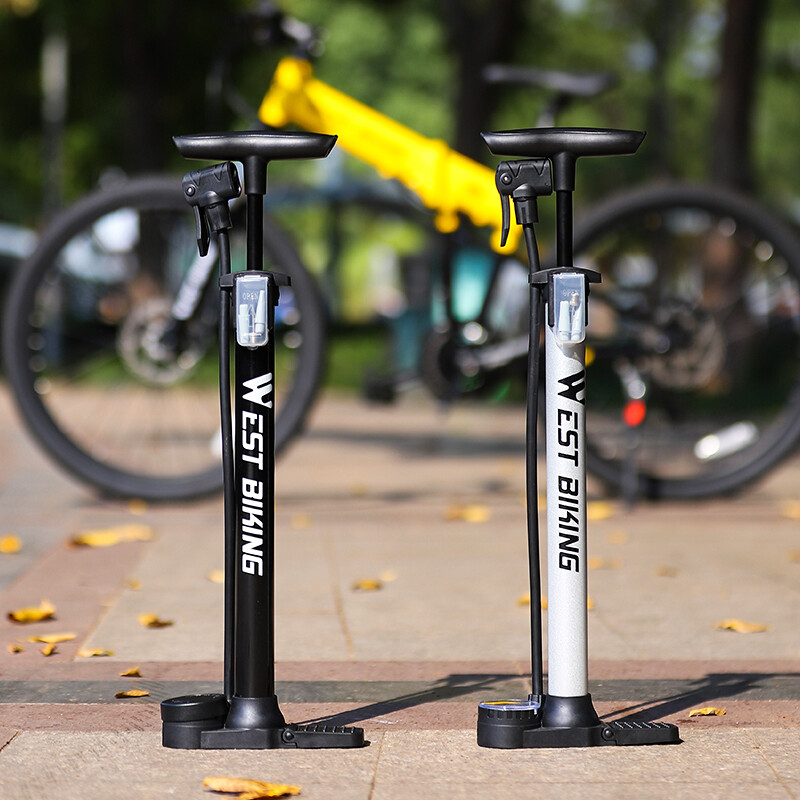 WEST BIKING Velosipēdu gaisa sūknis augstspiediena riteņbraukšanai 140 PSI grīdas sūknis MTB šosejas velosipēds Schrader Presta Valve Ball Riepu piepūtējs
