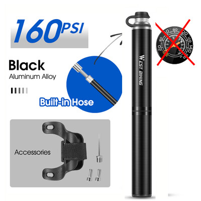 WEST BIKING Pumpa za bicikle s mjeračem Prijenosni okvir Pumpa za bicikle Schrader i Presta ventil 160psi Pumpa za gume za cestovne brdske bicikle