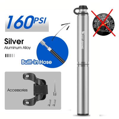 WEST BIKING Pumpa za bicikle s mjeračem Prijenosni okvir Pumpa za bicikle Schrader i Presta ventil 160psi Pumpa za gume za cestovne brdske bicikle