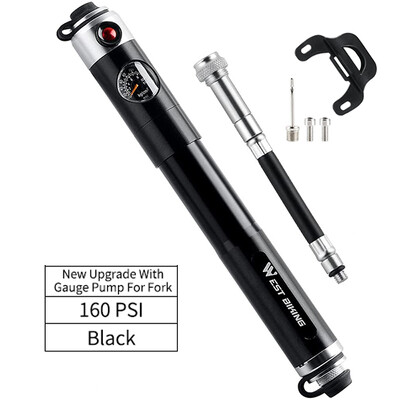 WEST BIKING Pumpa za bicikle s mjeračem Prijenosni okvir Pumpa za bicikle Schrader i Presta ventil 160psi Pumpa za gume za cestovne brdske bicikle