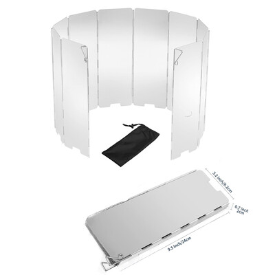 Saliekamais degļu vējstikls āra kempinga plīts pikniks, degļa vējstikls nerūsējošā tērauda noņemams gāzes plīts vējstikls