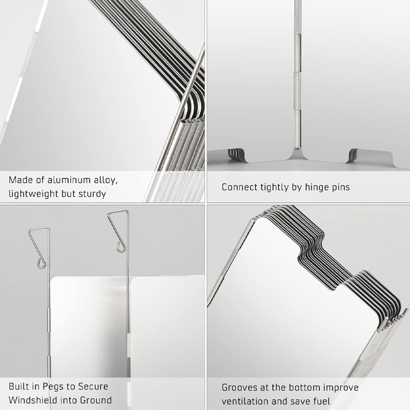 Saliekamais degļu vējstikls āra kempinga plīts pikniks, degļa vējstikls nerūsējošā tērauda noņemams gāzes plīts vējstikls