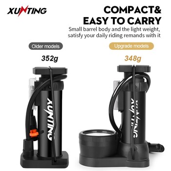 Xunting Bike Foot Mini Pump 140PSI Bicycle Tire Presta&Schrader Valve Floor Pump για Αξεσουάρ μετρητή πίεσης ποδηλάτου δρόμου MTB