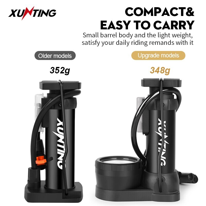 Xunting Bike Foot Mini Pump 140PSI velosipēda riepas Presta&Schrader Valve grīdas sūknis šosejas velosipēda MTB spiediena mērītāja piederumiem