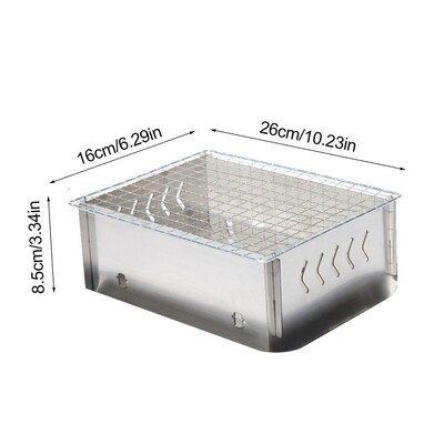 Neliels grila grils, pārnēsājams nerūsējošā tērauda saliekamais grils BBQ grils Daudzpusīgs grila rīks bārbekjū grils āra dārza parkiem