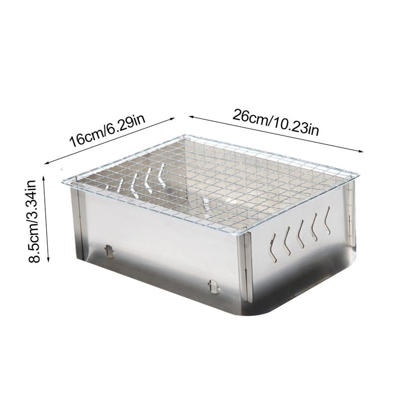 Neliels grila grils, pārnēsājams nerūsējošā tērauda saliekamais grils BBQ grils Daudzpusīgs grila rīks bārbekjū grils āra dārza parkiem