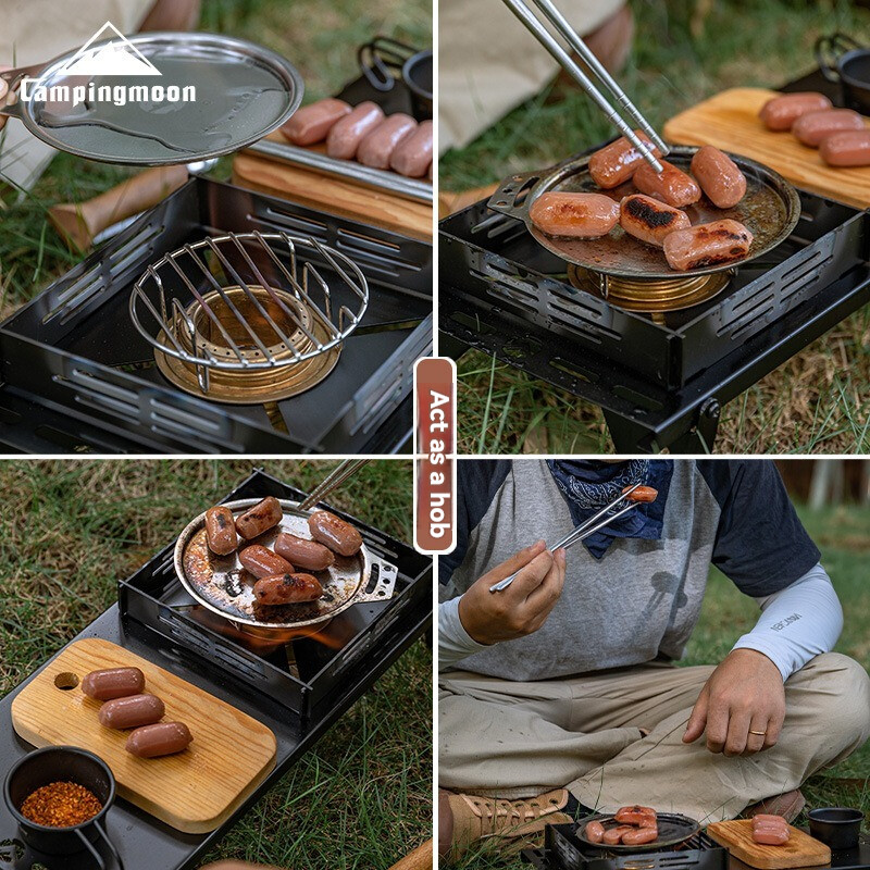 CAMPINGMOON W9 Suport pentru aburi pentru picnic pentru camping în aer liber Suport pentru aburi, potrivit pentru boluri de zăpadă, plasă de jos din oțel inoxidabil