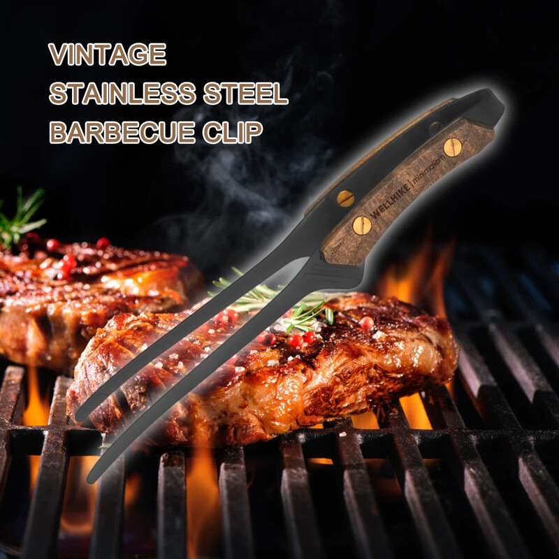 BBQ grila bārbekjū knaibles nerūsējošā tērauda pārtikas saspraudes pret applaucēšanās viegli āra galda piederumi kempinga piederumi