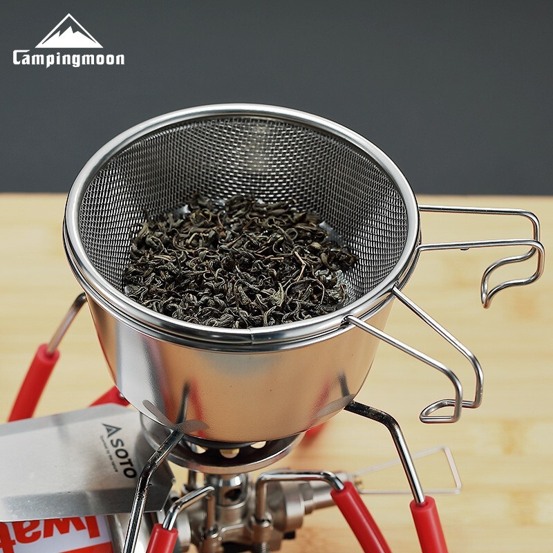 CAMPINGMOON Outdoor Camping Snow Bowl Food Grade 304 Nerūsējošā tērauda makšķerēšanas karote smalka filtra bļoda S213