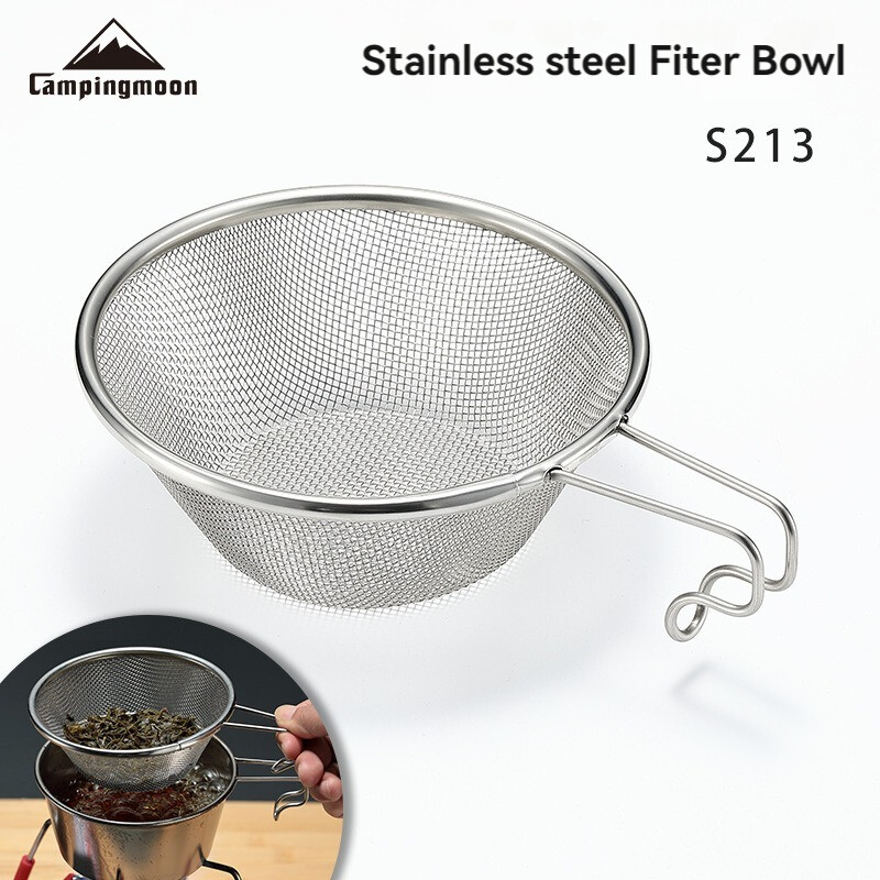 CAMPINGMOON Outdoor Camping Snow Bowl Food Grade 304 Nerūsējošā tērauda makšķerēšanas karote smalka filtra bļoda S213