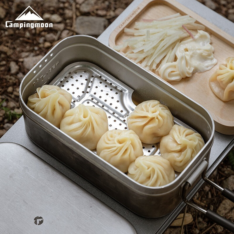 CAMPINGMOON āra kempings alumīnija pusdienu kastes apakšējais tīkls piknikam, sabiezināts nerūsējošā tērauda tvaicēšanas tīkls ar augstu tvaicēšanas loksni