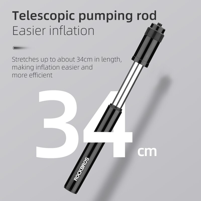 ROCKBROS pārnēsājamais velosipēda sūknis, alumīnija sakausējums, 260PSI gaisa piepūšanas sūknis AV FV motocikla lodīšu MTB šosejas riteņbraukšanas riepu velosipēda sūknis