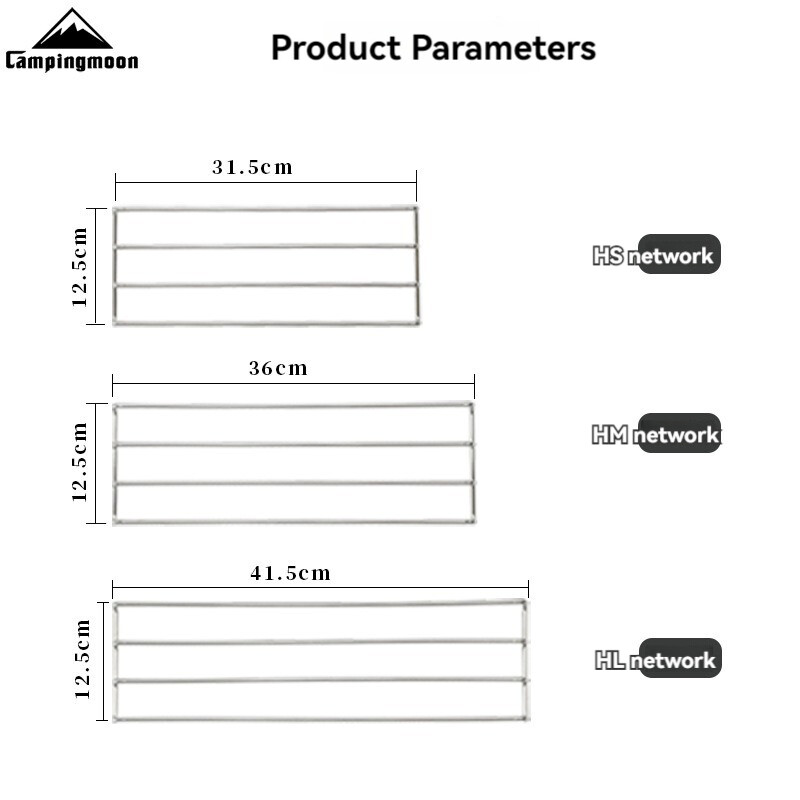 CAMPINGMOON āra ceļojumu kempings no nerūsējošā tērauda liela, vidēja un maza H sērijas ugunskura apsildes grila tīkls