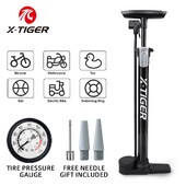 Велосипедна помпа X-TIGER 120psi манометър с колан от неръждаема стомана, подходящ клапан Schrader/Presta/Dunlop Аксесоари за велосипедни велосипеди