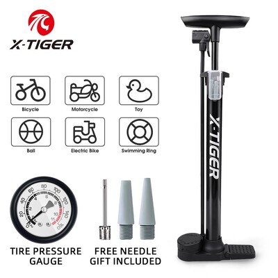 Велосипедна помпа X-TIGER 120psi манометър с колан от неръждаема стомана, подходящ клапан Schrader/Presta/Dunlop Аксесоари за велосипедни велосипеди