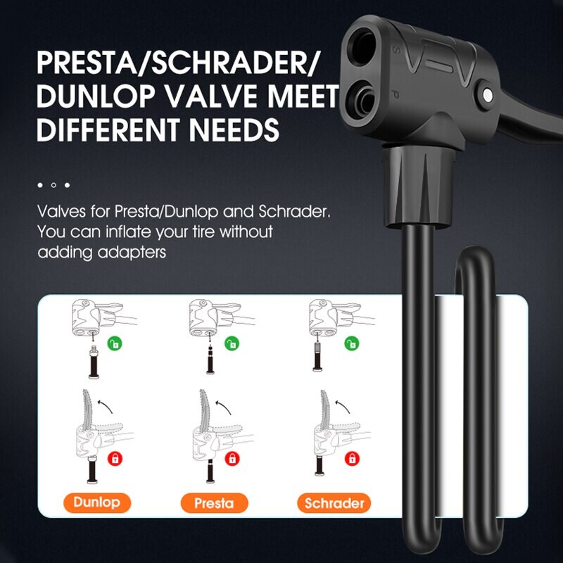 Велосипедна помпа X-TIGER 120psi манометър с колан от неръждаема стомана, подходящ клапан Schrader/Presta/Dunlop Аксесоари за велосипедни велосипеди