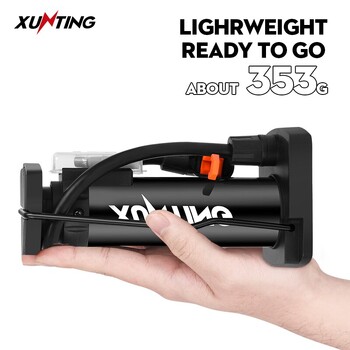 Xunting Bike Pump Mini φορητή ποδήλατο ποδήλατο με εξαρτήματα μανόμετρου που ταιριάζει στην αντλία αέρα ποδηλάτου Presta & Schrader Valve