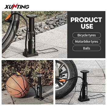 Xunting Bike Pump Mini φορητή ποδήλατο ποδήλατο με εξαρτήματα μανόμετρου που ταιριάζει στην αντλία αέρα ποδηλάτου Presta & Schrader Valve