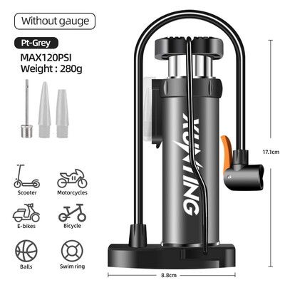 Xunting biciklistička pumpa Mini prijenosna nožna pumpa za bicikle s dodatnom opremom za mjerač tlaka Odgovara Presta & Schrader ventilu za biciklističku zračnu pumpu