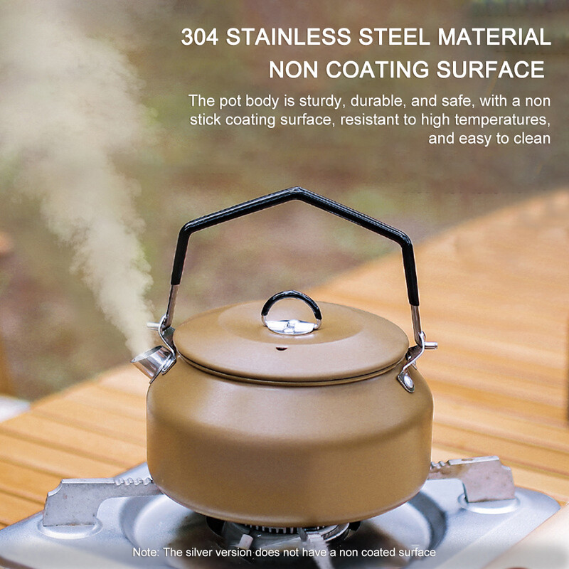 1L чайник от неръждаема стомана 304 Външен преносим чайник за вода с голям капацитет Прибори за варене Оборудване за къмпинг Чайник за кафе