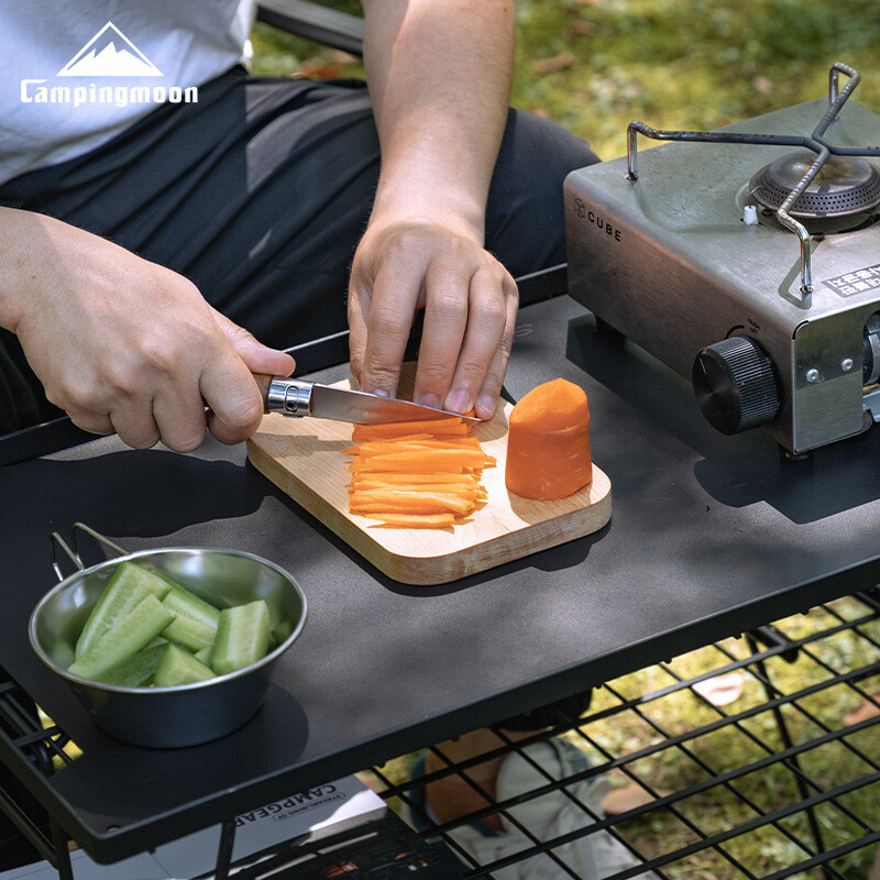 CAMPINGMOON Mini Fruit Camping Plank Pikniks Pārnēsājams bērzs Nekrāsots Divpusējs āra griešanas dēlis Dārzeņu dēlis