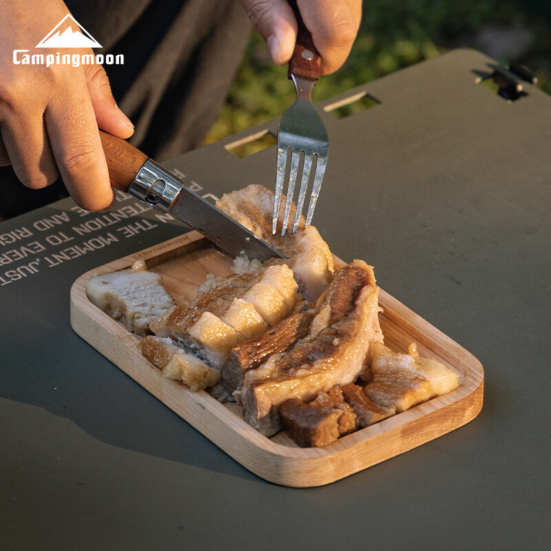 CAMPINGMOON Mini Fruit Camping Plank Pikniks Pārnēsājams bērzs Nekrāsots Divpusējs āra griešanas dēlis Dārzeņu dēlis