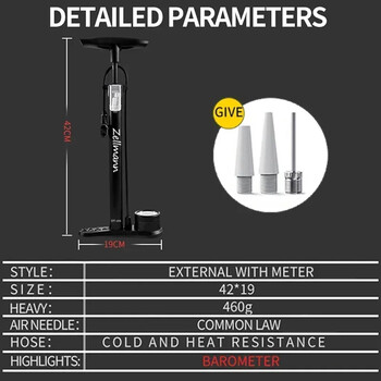 BUCKLOS Bike Pump Air Inflator with Gauge High Pressure 160PSI Bicycle Floor Pump Schrader Valve Balloon Tire Inflator