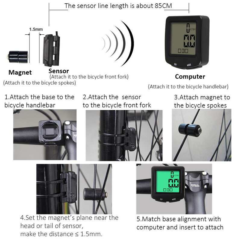 1PC Biciklističko računalo LCD Digitalni biciklistički odometar Brzinomjer Senzori Višenamjensko računalo Dodaci za bicikle Otporan na vodu