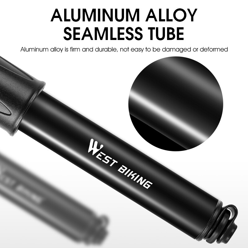 WEST BIKING 100Psi Мини велосипедна помпа Алуминиева сплав Велосипедна ръчна въздушна помпа Вентилатор за гуми Schrader Presta Valve MTB Помпа за шосейно колоездене