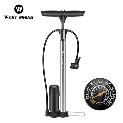 WEST BIKING Pompă de podea pentru biciclete 120/160PSI Pompă de ciclism de înaltă presiune Inflator de aer Schrader Valve Presta pentru drumuri MTB Pompă pentru anvelope pentru biciclete