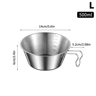 300/500 ml Sierra Cup āra nerūsējošā tērauda Sierra kafijas tase piknika galda piederumi Pārnēsājami bārbekjū pārgājieni kempinga tējas tase
