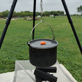 Ēdienu gatavošana katlā kempingā Virtuves trauki sautējums alumīnija sakausējuma zupa. Pārnēsājams katls ar vāku Katli tējkanna āra nometnē, kastrolis, ugunskurs