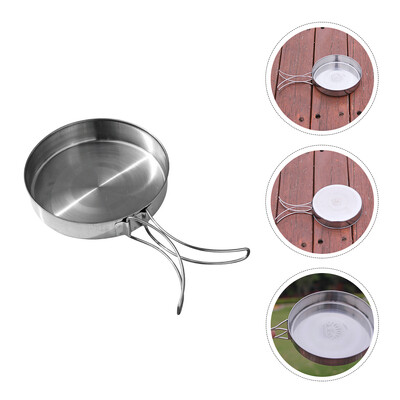 Nerūsējošā tērauda nelipīgā panna āra gatavošanas katls Pārnēsājams virtuves trauks pārgājieniem un piknikam kempingā