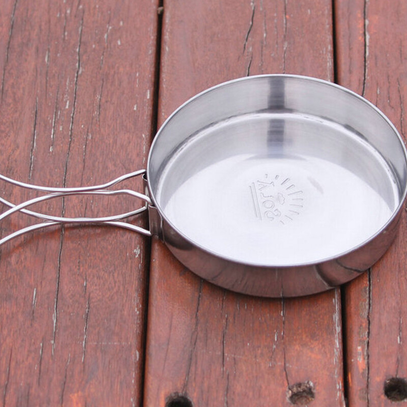 Nerūsējošā tērauda nelipīgā panna āra gatavošanas katls Pārnēsājams virtuves trauks pārgājieniem un piknikam kempingā