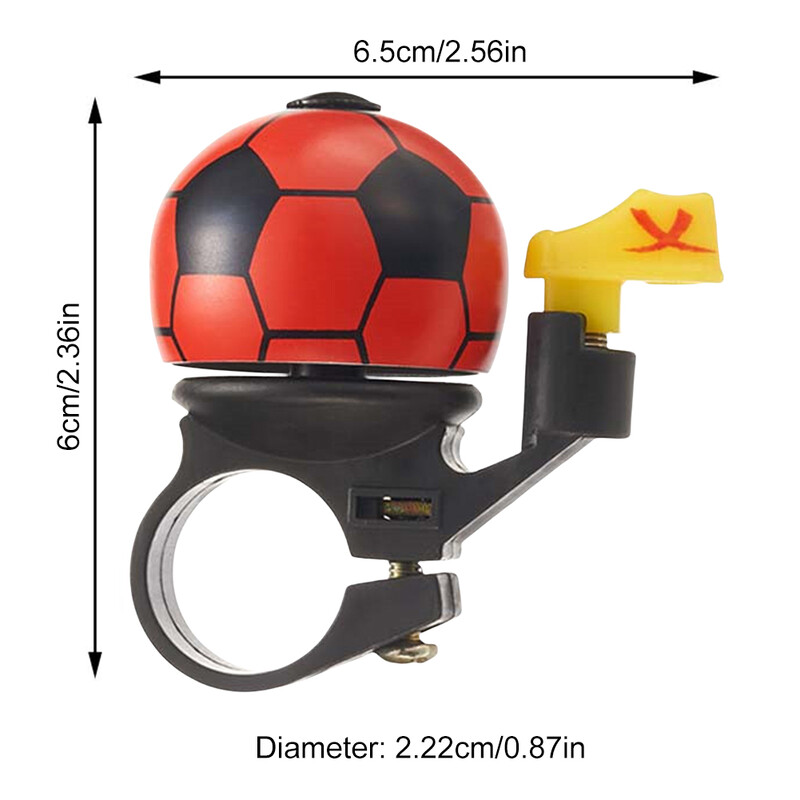 Velosipēda zvans skaļi karikatūra Futbola alumīnija sakausējuma virsma + PVC plastmasas bērnu velosipēda drošības futbola zvana gredzens raga stūre