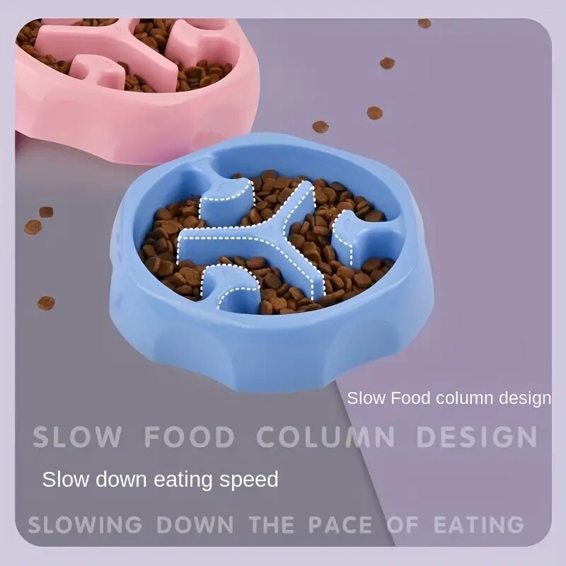 Mājdzīvnieku piederumi Krāsa lēna padevēja kaķu bļoda pret aizrīšanās plastmasas suņu mīklas ēdiena bļoda, suņu ūdens baseins trauksmes mazināšanai