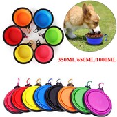 350/650/1000ML купа за кучета Преносима сгъваема купа за домашни любимци Сгъваема силиконова купа за вода за куче, пътуване на открито Контейнер за храна за кученца