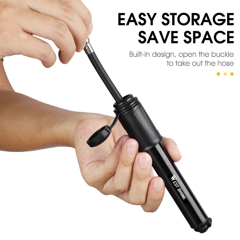 WEST BIKING Mini Bike Pump 100PSI Schrader Presta Valve MTB šosejas riteņbraukšanas sūknis alumīnija sakausējuma velosipēda rokas gaisa sūknis riepu piepūšanai