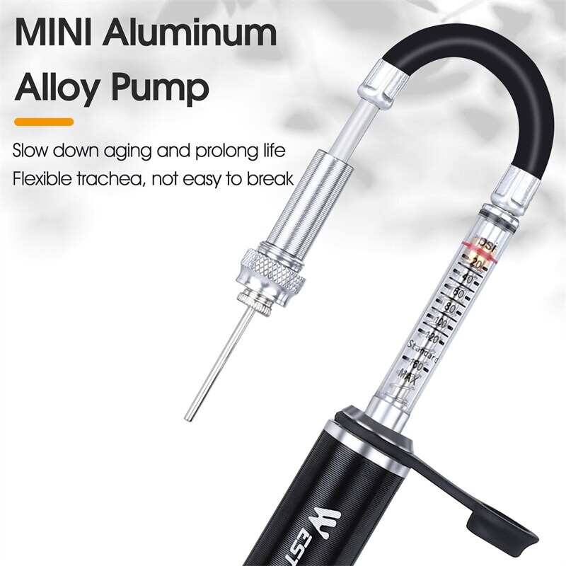 WEST BIKING velosipēda sūknis ar spiediena mērītāju 160PSI šosejas MTB riteņbraukšanas sūknis Presta Schrader šļūtenes riepas gaisa piepūšanas piederumi