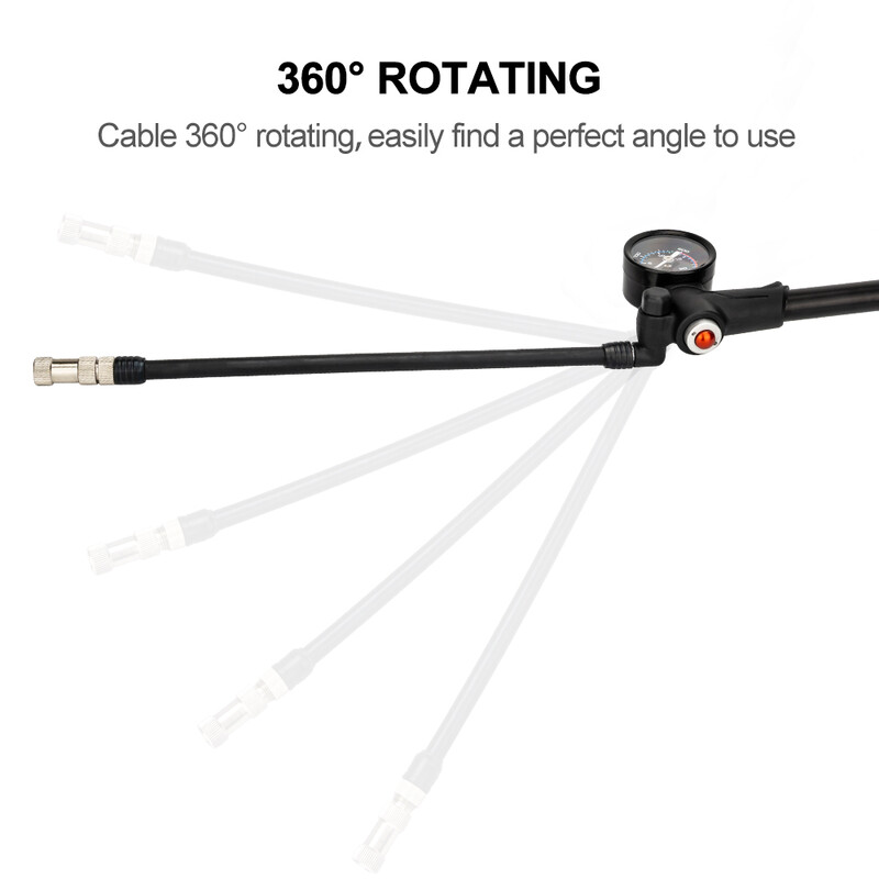 Pompă de aer pentru bicicletă ZTTO 300PSI Pompă de șoc pentru bicicletă MTB de înaltă presiune cu indicator de supapă Schrader Presta pentru suspensie spate a furcii din față