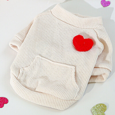 Бежови джобни дрехи за котки за домашни любимци Риза с качулки за кучета с шарка на сърце Костюм за малки и средни кучета Йорки Чивава