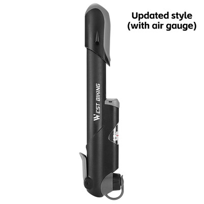 WEST BIKING Преносима велосипедна помпа с манометър Ръчна помпа за въздух за гуми за MTB шосеен велосипед Автомобилен скутер Schrader Presta Valve AV FV